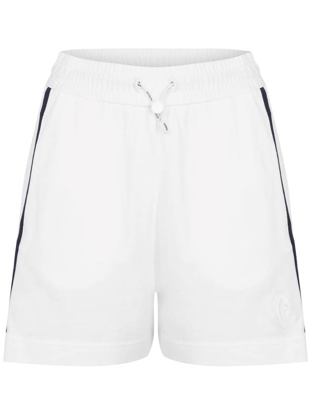 Logo Patch Stripe Detail Shorts White - MONCLER - BALAAN 2