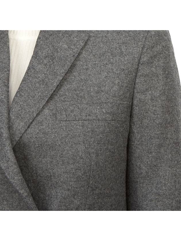 Women's Flannel Sports Wool Double Coat Medium Grey - THOM BROWNE - BALAAN 8