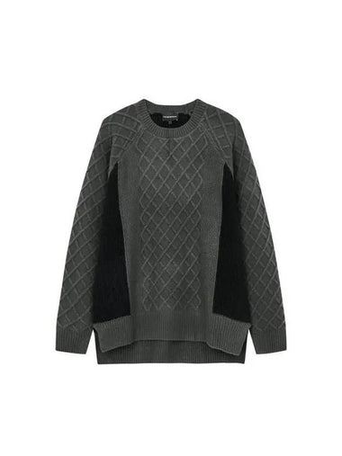 Men s Half Color Wool Raglan Knit Fatigue - EMPORIO ARMANI - BALAAN 1