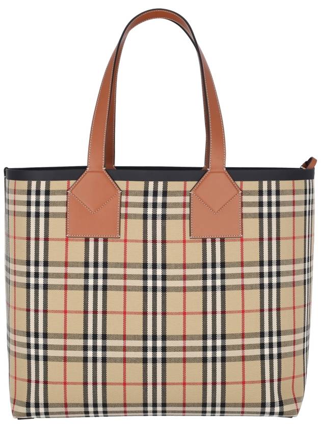 Check Large London Cotton Tote Bag Brown - BURBERRY - BALAAN 4