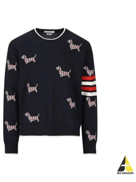 4-Bar Relaxed Hector Pullover Wool Knit Top Navy - THOM BROWNE - BALAAN 2