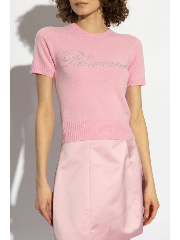 Blumarine Wool Sweater With Short Sleeves, Women's, Pink - BLUMARINE - BALAAN 3