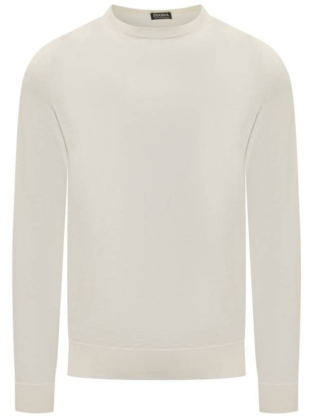 Crew neck wool knit top white - ERMENEGILDO ZEGNA - BALAAN 2