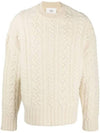 Cable Crew Neck Wool Knit Top Offwhite - AMI - BALAAN 1