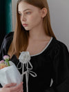 ROSE CORSAGE RIBBON BLOUSE_BLACK - ANOETIC - BALAAN 2