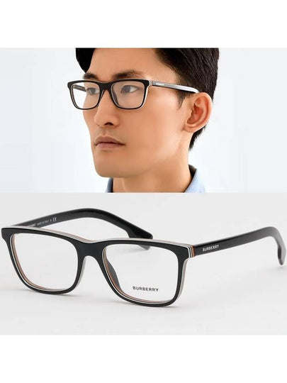 Eyewear Check Multilayer Rectangle Eyeglasses Black - BURBERRY - BALAAN 2