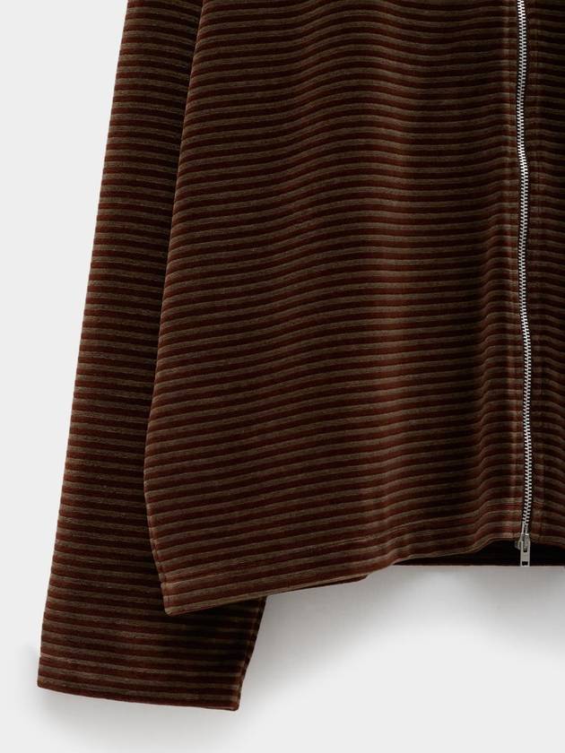 Shrunken Full Zip Polo Scoobie Stripe Velour Cardigan Brown - OUR LEGACY - BALAAN 5