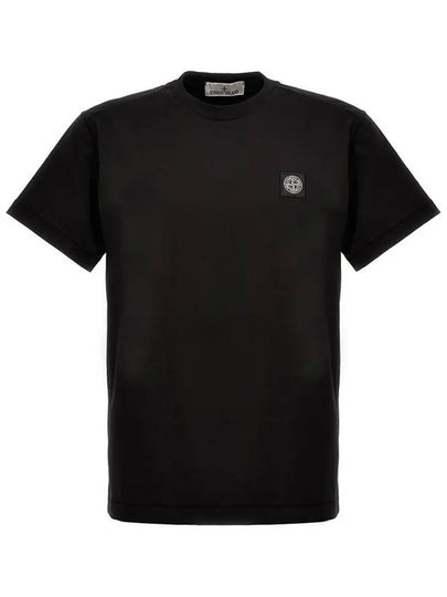 Logo Patch Short Sleeves T-Shirt Black - STONE ISLAND - BALAAN 2