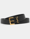 Monogram Buckle Leather Belt Black - SAINT LAURENT - BALAAN 4