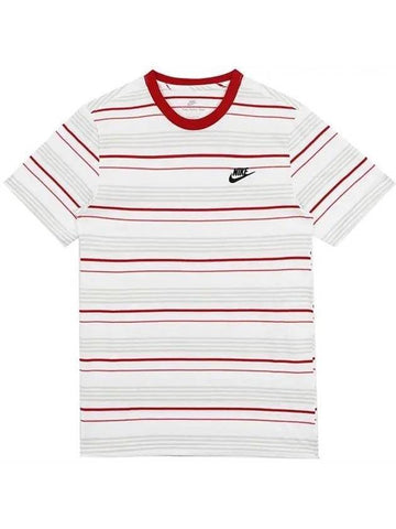 NSW Club Stripe Short Sleeve T Shirt White - NIKE - BALAAN 1