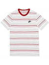 NSW Club Stripe Short Sleeve T Shirt White - NIKE - BALAAN 1