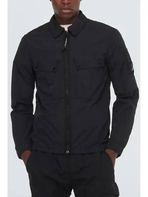 Lens Wappen Double Pocket Over Long Sleeve Shirt Black - CP COMPANY - BALAAN 4