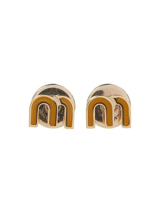 M logo button earrings gold - MIU MIU - BALAAN 2