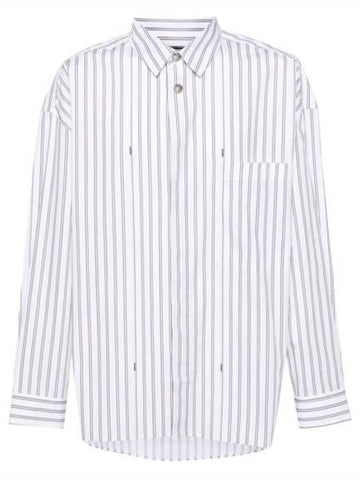 La Chemise Manches Longues Striped Cotton Long Sleeve Shirt Beige - JACQUEMUS - BALAAN 1