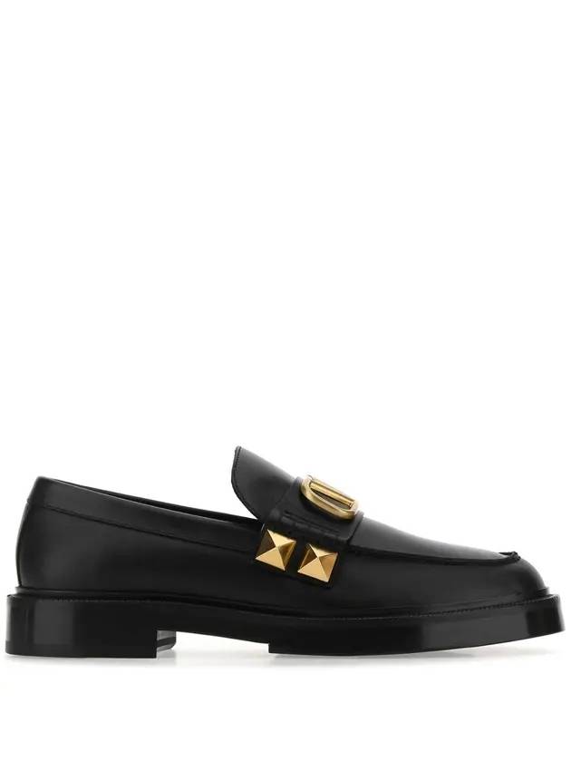 Men's Studded Sign Loafers Black - VALENTINO - BALAAN.