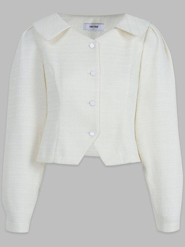 Dandelion open collar tweed blouse cream - MICANE - BALAAN 7