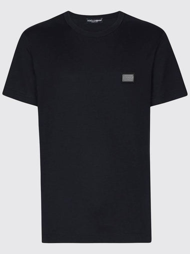 Dolce & Gabbana cotton T-shirt with applied metal logo - DOLCE&GABBANA - BALAAN 1