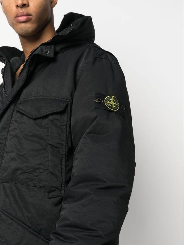 Opaque Nyoln Twill Down Parka Black - STONE ISLAND - BALAAN 3