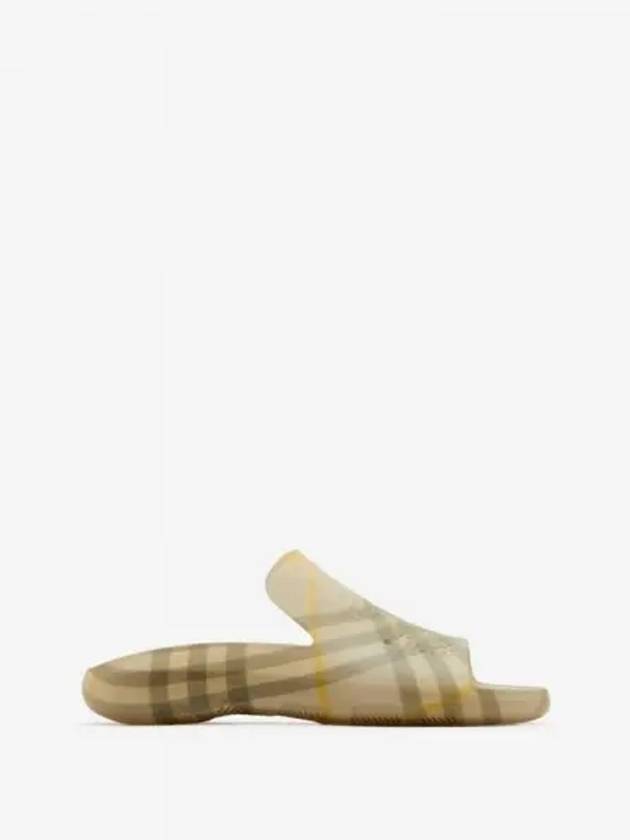 Check Stingray Leather Slippers Wheat - BURBERRY - BALAAN 2