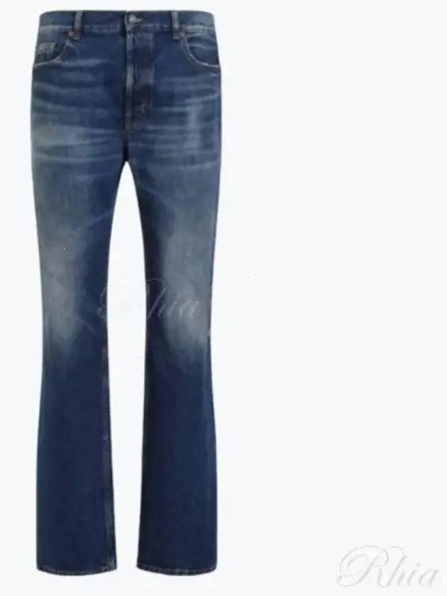 Logo Patch Back Straight Jeans Beach Blue - SAINT LAURENT - BALAAN 2