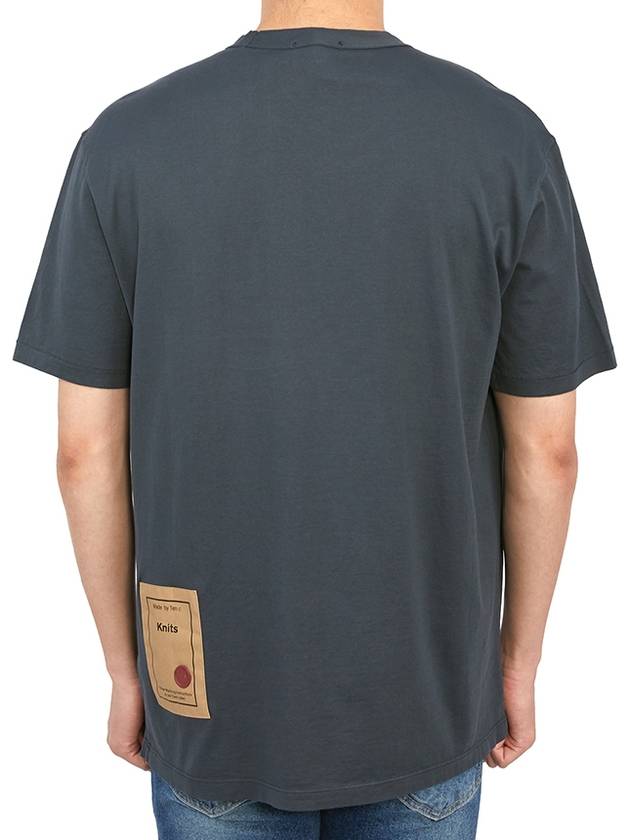 Men's Back Logo Label Cotton Short Sleeve T-Shirt Dark Gray - TEN C - BALAAN 5