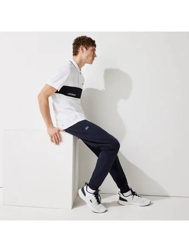 Men's Mesh Panel Logo Track Pants Navy Blue - LACOSTE - BALAAN 3