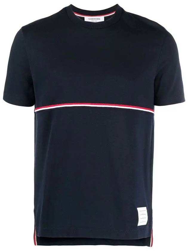 Midweight Jersey Short Sleeve T-Shirt Navy - THOM BROWNE - BALAAN 3