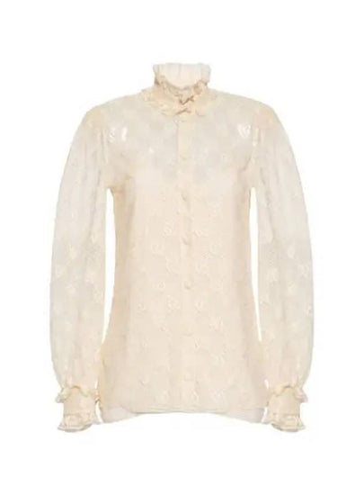 Women's GG Lace Blouse Ivory - GUCCI - BALAAN 2