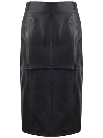 Max Mara Black Leather Skirt - MAX MARA - BALAAN 1