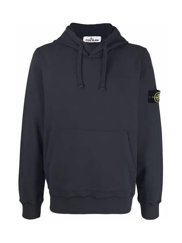 Wappen Patch Brushed Cotton Fleece Hoodie Dark Blue - STONE ISLAND - BALAAN 2