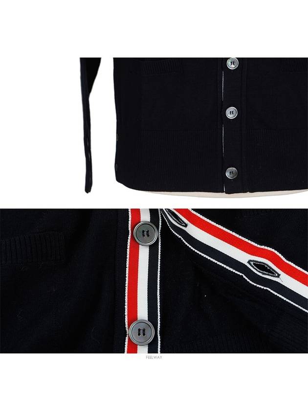 Men's Sustainable Classic Diagonal Wool Cardigan Navy - THOM BROWNE - BALAAN 6