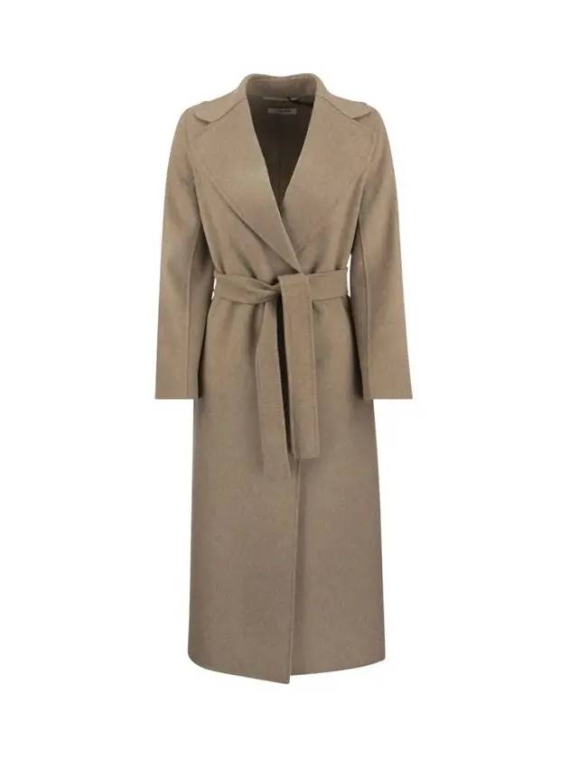 Poldo Wool Single Long Coat Beige - MAX MARA - BALAAN.