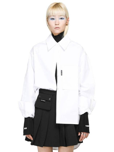 Oversized Unbalanced Shirt White - FAN YOUNG - BALAAN 1