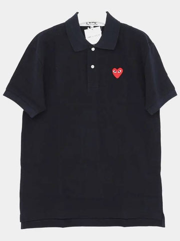 Heart Logo Classic Collar Short Sleeve Men s T Shirt P1T0062 NAVY - COMME DES GARCONS - BALAAN 1