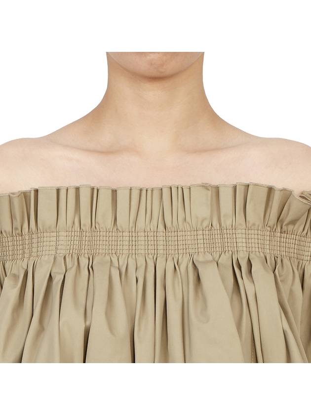 Gather Puff Shoulder Crop Blouse Beige - DIOR - BALAAN 10