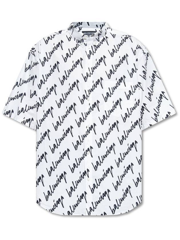 all-over logo print oversized short-sleeved shirt white - BALENCIAGA - BALAAN 1