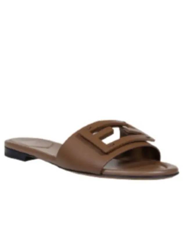 Baguette FF Logo Leather Slippers Mocha - FENDI - BALAAN 2