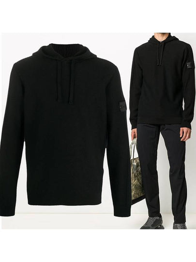 Men's Shadow Project Waffen Patch Hooded Ribbed Knit Top Black - STONE ISLAND - BALAAN 2