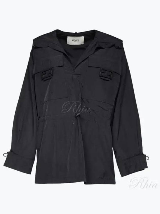 Women's Nylon Anorak Blouson Jacket Black - FENDI - BALAAN 2