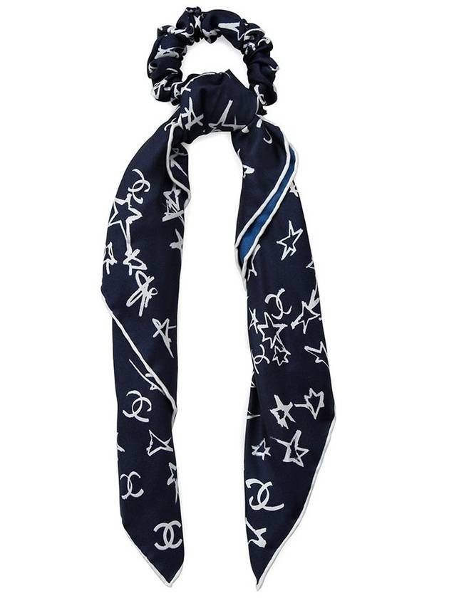 CC Logo Star Silk Scarf Scrunchie Blue - CHANEL - BALAAN 1