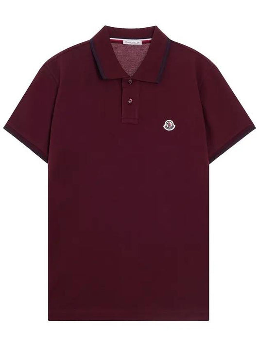 Men's Logo Patch Collar Point PK Shirt Burgundy - MONCLER - BALAAN 1