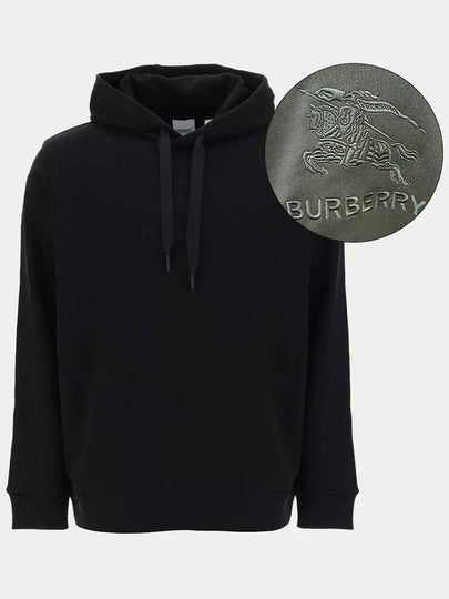 Embroidered EKD Logo Cotton Hoodie Black - BURBERRY - BALAAN 2