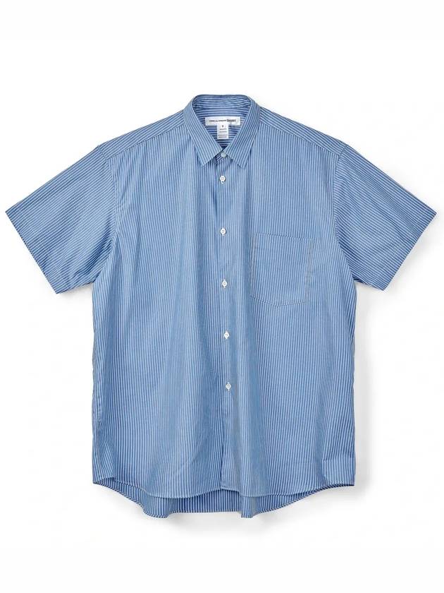 Pocket Striped Cotton Short Sleeve Shirt Blue - COMME DES GARCONS - BALAAN.