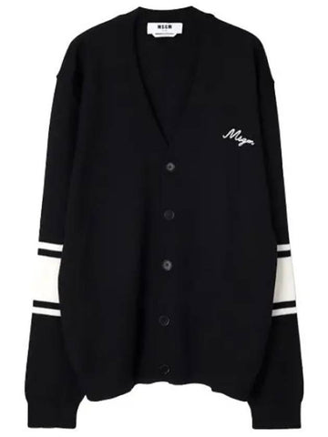 Logo embroidered wool cardigan men - MSGM - BALAAN 1