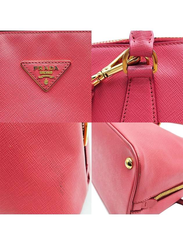 Prada BL0837 Pink Saffiano Lux Gold Triangle Logo Dome Top Handle 2WAY - PRADA - BALAAN 7