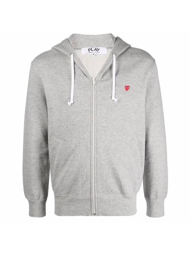 Mini Red Heart Logo Hooded Zip Up Gray - COMME DES GARCONS - BALAAN 1