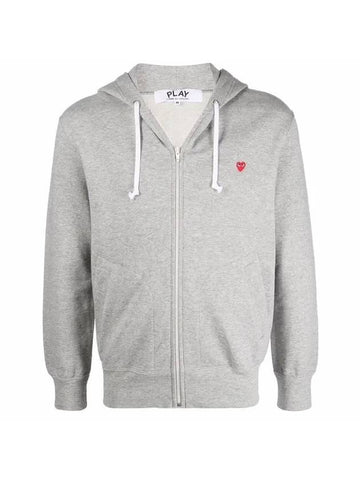 Mini Red Heart Logo Hooded Zip Up Gray - COMME DES GARCONS - BALAAN 1