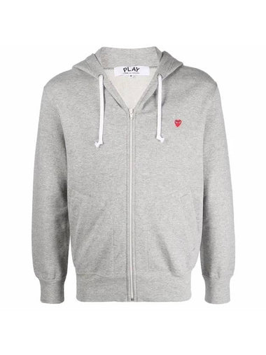 Mini Red Heart Logo Zip Up Hoodie Grey - COMME DES GARCONS - BALAAN 1