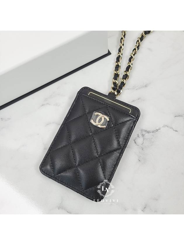 Cambon Classic CC Logo Ribbon Chain Card Holder Necklace Lambskin Gold Plated AP2421 - CHANEL - BALAAN 6