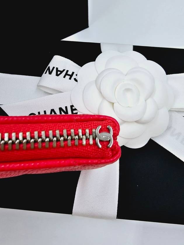 Mini Cosmetic Zipper Pouch Pouch Bag Dahong Caviar AP3833 - CHANEL - BALAAN 4